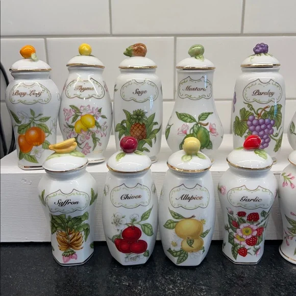 Lenox Orchard Spice Jars: set of 17 (1994) - Picture 2 of 9